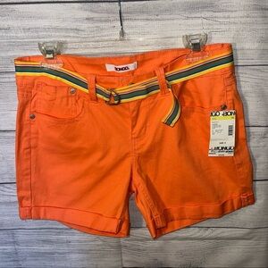 BONGO Bright Orange Shorts with Multicolor Belt Sz 9